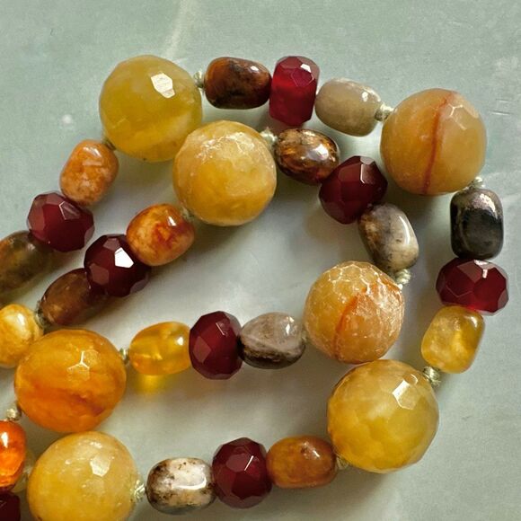 Carnelian & Stone Fringe Statement Necklace - Picture 8 of 12